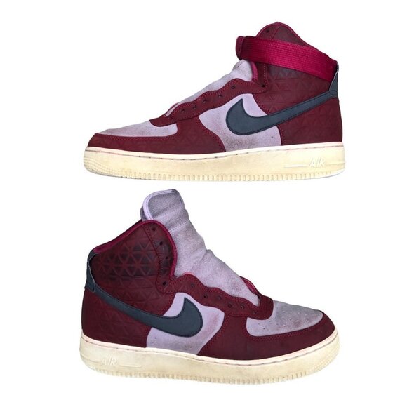 RARE 2016 Nike Air Force 1 High Premium Suede Burgundy Size 10 - Picture 1 of 11